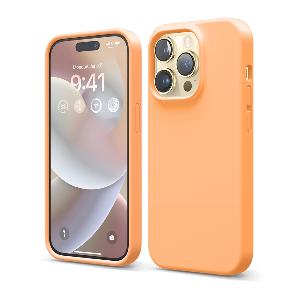 [3월의컬러] 엘라고 아이폰 14 플러스 프로 프로맥스 실리콘 케이스 -오렌지